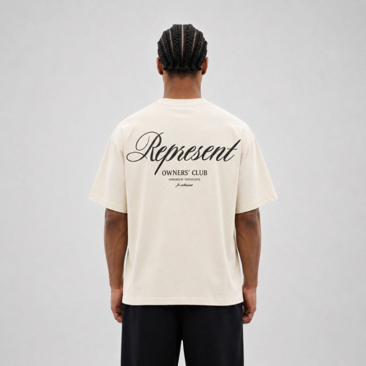Camiseta PN982656 Oversize Crema para hombre